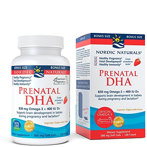 Nordic Naturals Prenatal DHA - Supports Brain Development in Babies During Pregnancy and Lactation*, Strawberry Flavored, Bonus Count 120 Soft Gels Supplement Nordic Naturals 