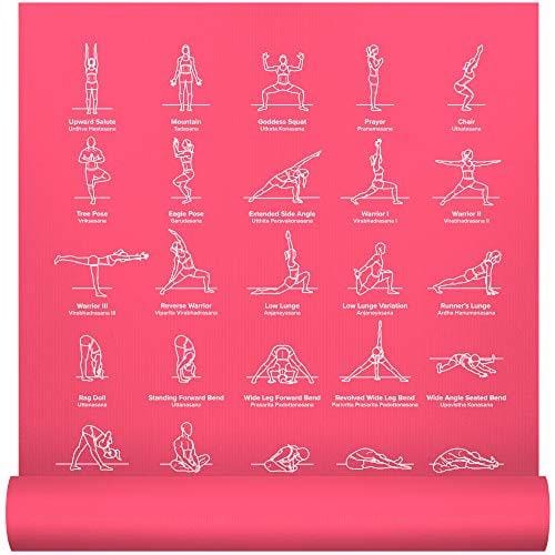 NewMe Fitness Instructional Yoga Mat, Pink, Printed w/ 70 Illustrated —  ShopWell
