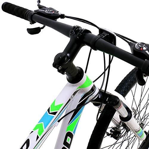 Hiland 26 Inch Mountain Bike Aluminum MTB Bicycle with 17 Inch Frame Kickstand Disc-Brake Suspension Fork Cycling Urban Commuter City Bicycle White Green Outdoors HH HILAND 