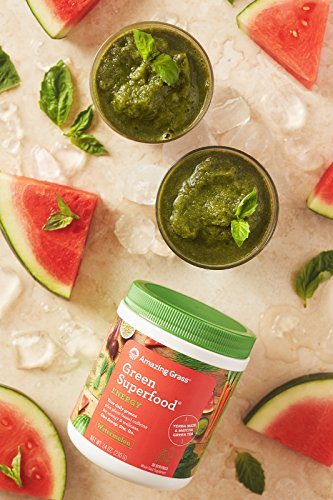 Amazing Grass Energy Green Superfood Organic Powder with Wheat Grass and Greens, Natural Caffeine with Yerba Mate and Matcha Green Tea, Flavor: Watermelon, 60 Servings Supplement Amazing Grass 