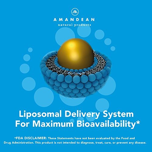 Premium Liposomal Glutathione Supplement | Liquid Reduced L Glutathione 500mg | Detox, Immune Support, Brain Function, Anti-Aging, Skin Whitening | Non-GMO Sunflower Lecithin | Soy-Free & Vegan Supplement AMANDEAN 