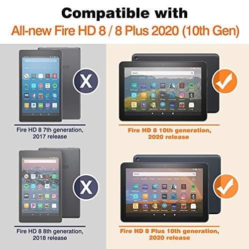 MoKo Case Compatible with All-New Kindle Fire HD 8 Tablet and Fire HD 8 Plus Tablet (10th Generation, 2020 Release),Slim Folding Stand Cover with Auto Wake/Sleep - Black Personal Computer MoKo 