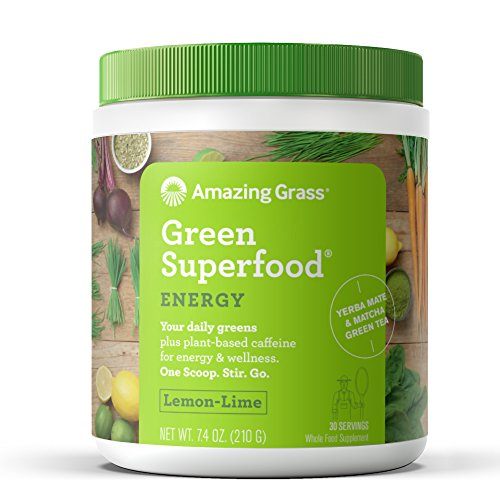 Amazing Grass Energy Green Superfood Organic Powder with Wheat Grass and Greens, Natural Caffeine with Yerba Mate and Matcha Green Tea, Flavor: Lemon Lime, 30 Servings Supplement Amazing Grass 