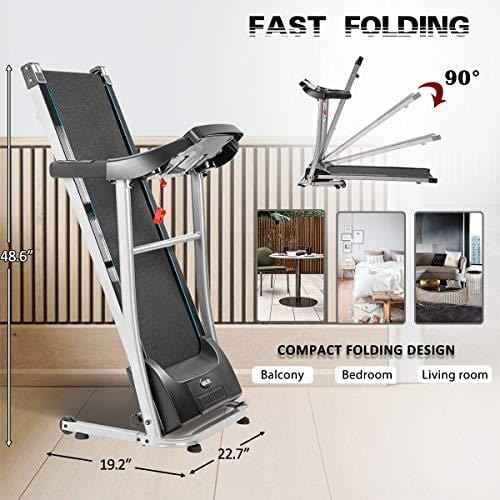 Merax Folding Treadmill Electric Treadmill Motorized Running Machine with Speakers for Home Use,Easy Assembly Running Machine Walking and Jogging Machine,12 Preset Programs Sports Merax 