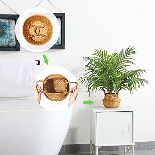 MOSADE Artificial Palm Tree 28" Fake Potted Areca Palm Plant with Handmade Seagrass Basket, Perfect Faux Tree Home Décor for Indoor Outdoor Office Porch Balcony Bedroom Bathroom Gift Home MOSADE 