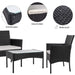 Walsunny 4 Pieces Outdoor Patio Furniture Sets Rattan Chair Wicker Set,Outdoor Indoor Use Backyard Porch Garden Poolside Balcony Furniture（Black） Lawn & Patio Walsunny 