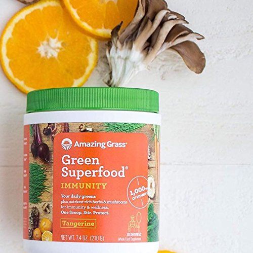 Amazing Grass Green Superfood Immunity Organic Powder with Wheat Grass and Greens, Flavor: Tangerine, 30 Servings Supplement Amazing Grass 