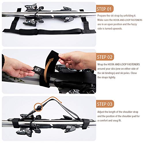 OutdoorMaster Ski Strap - Ski Shoulder Sling Carrier with Secure Attachment, Extra Wide Strap with Shoulder Pad for Superior Comfort - for Men, Women and Kids Ski OutdoorMaster 
