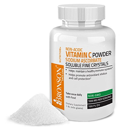 Bronson Vitamin C Non-Acidic Sodium Ascorbate Powder, Non-GMO,1 Lb. (16 Oz, 454 grams) Supplement Bronson 