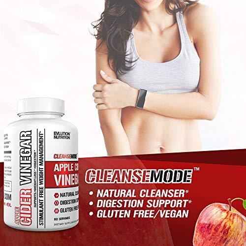 Evlution Nutrition Apple Cider Vinegar CleanseMode, 500mg of Pure Apple Cider Vinegar to Help Digestion & Cleansing, 60 Serving Capsules with 20mg of Cayenne Pepper to Help Support Weight Management* Supplement Evlution 