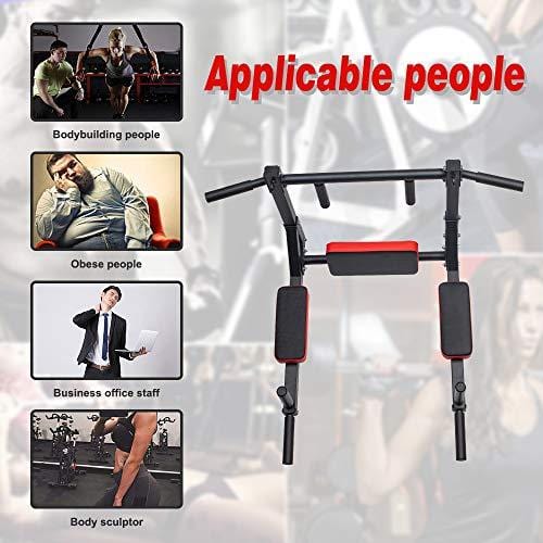 Besthls Wall Mounted Pull Up Bar Multifunctional Chin Up Bar, Dip Stand for Indoor Home Gym Workout, Power Tower Set Support to 440Lbs Sports Besthls 