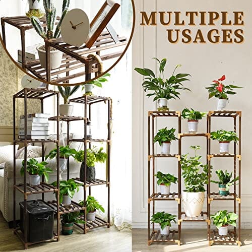Uneedem Plant Stand Indoor Outdoor, Tall Plant Shelf for Multiple Plants, 10 Tiers 11 Pot Large Plant Rack Wood Plant Holder Plant Shelves for Room Corner Balcony Garden Patio Home Uneedem 