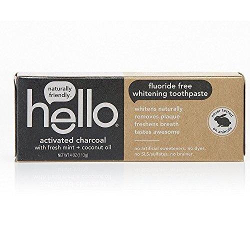 Hello Oral Care Activated Charcoal Fluoride Free Whitening Toothpaste, 4 Count Toothpaste Hello Oral Care 