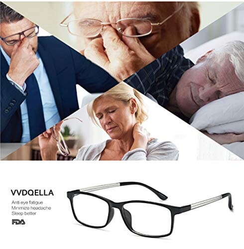 VVDQELLA Blue Light Blocking Glasses, Computer Reading Glasses for UV Protection Anti Eyestrain TR90 Lightweight Frame Women & Men (1.00x) Drugstore VVDQELLA 