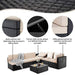 PAMAPIC 7 Pieces Patio Furniture，Outdoor Rattan Sectional Sofa Conversation Set with Tea Table and Washable Cushions, Beige Lawn & Patio PAMAPIC 