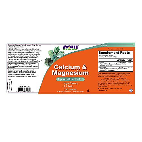 NOW Cal-Mag 500/250mg,250 Tablets Supplement NOW Foods 