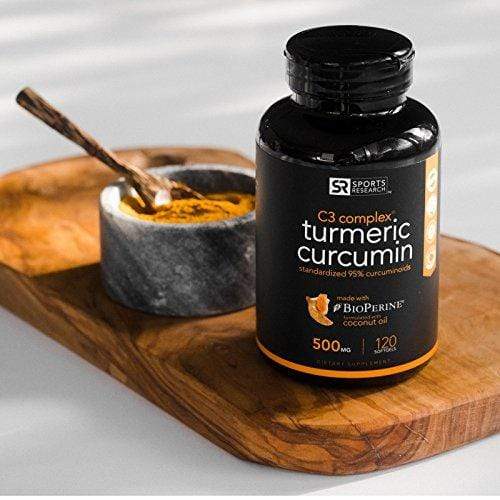 Turmeric Curcumin C3® Complex 500mg, Enhanced with Black Pepper & Organic Coconut Oil for Better Absorption; Non-GMO & Gluten Free - 120 Liquid Softgels Supplement Sports Research 