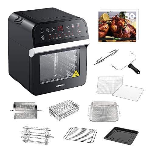 GoWISE USA GW44800-O Deluxe 12.7-Quarts 15-in-1 Electric Air Fryer Oven w/Rotisserie and Dehydrator + 50 Recipes, Black/Silver Kitchen GoWISE USA 