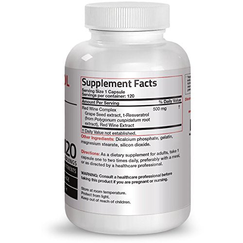 Bronson Resveratrol 500 Complex, 120 Capsules Supplement Bronson 