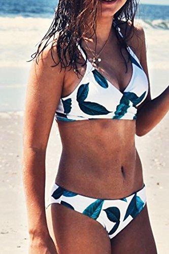 CUPSHE Women's Fresh Leaves Printing Cross Padding Bikini Set (S) Women's Swimwear CUPSHE 