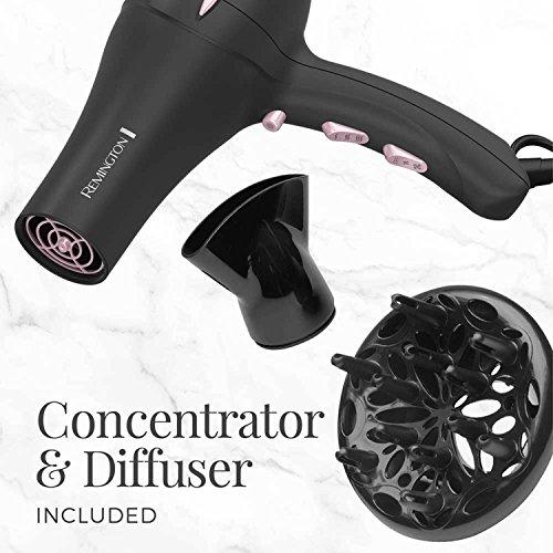 Remington Pro Hair Dryer with Pearl Ceramic Technology, Black/Pink, AC2015 Hair Dryer Remington 