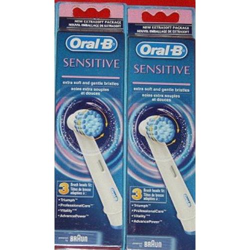 Oral b Sensitive Toothbrush Refills, formerly Extrasoft, 2 pack, 6 heads Brush Head Oral B 