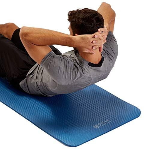 Gaiam Essentials Thick Yoga Mat Fitness & Exercise Mat With Easy-Cinch Yoga Mat Carrier Strap, Teal, 72"L X 24"W X 2/5 Inch Thick Sports Gaiam 