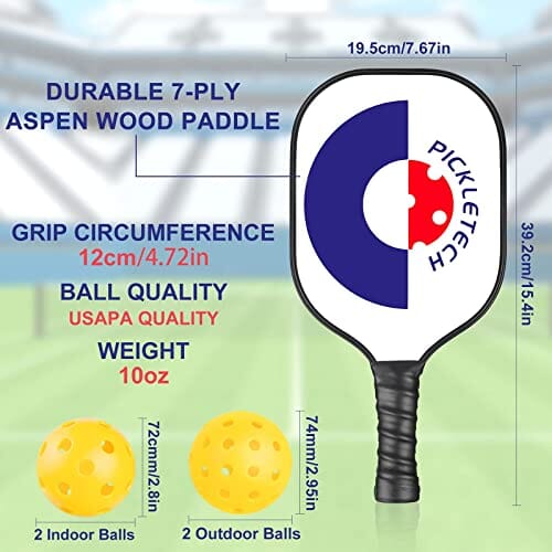 PICKLETECH Pickleball Set with Net -Regulation Size Portable Pickleball Net+ 4 Pickleball Paddles +4 Pickleball Balls +Pickleball Bag- New 4.0 Professional Version (Blue Set) Sports PICKLETECH 