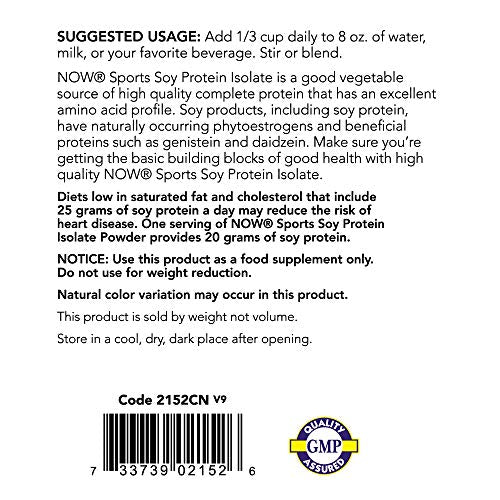 NOW Sports Soy Protein Isolate, Unflavored, 2-Pounds Supplement Now Sports 