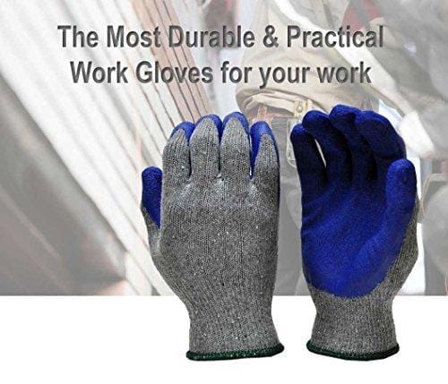 G & F 1511M-DZ Rubber Latex Coated Work Gloves for Construction, Blue, Crinkle Pattern, Men's Medium (Sold by dozen, 12 Pairs) Tools G & F Products 