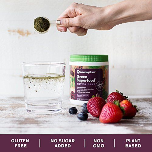 Amazing Grass Green Superfood Antioxidant Organic Powder with Wheat Grass, Elderberry, and Greens, Flavor: Sweet Berry, 30 Servings Supplement Amazing Grass 