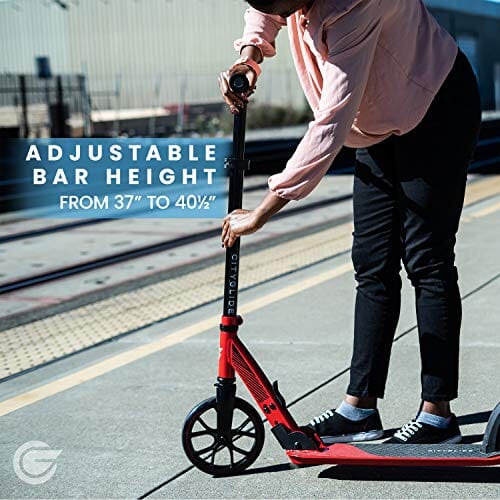 CITYGLIDE C200 Kick Scooter for Adults, Teens - Foldable, Lightweight, Adujustable - Carries Heavy Adults 220LB Max Load (Black) Sports CITYGLIDE 