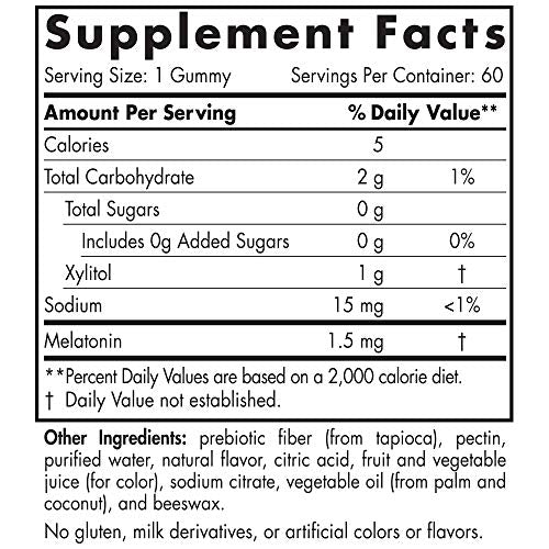 Nordic Naturals Melatonin Gummies - Chewable Gelatin-Free Gummies with 1.5 mg of Melatonin Help Maintain Healthy Sleep Patterns and Provides Antioxidant Support, Raspberry Flavor, 60 Count Supplement Nordic Naturals 