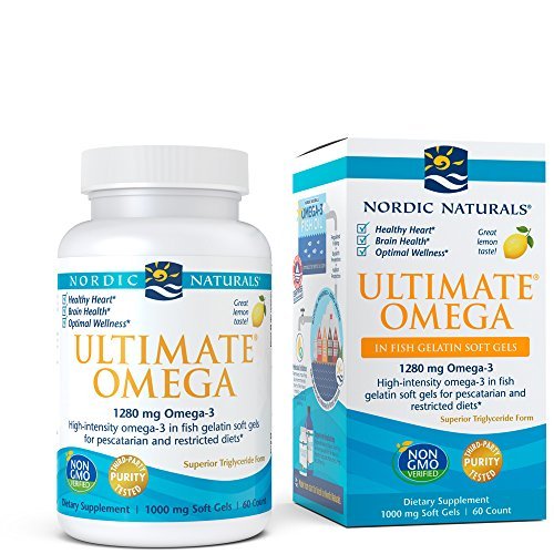 Nordic Ultimate Omega Fish Gelatin - Omega-3 Supplement, Concentrated Fish Oil with More DHA and EPA, Supports Heart Health, Brain Development, Healthy Joints, and Overall Wellness, Lemon, 60 Count Supplement Nordic Naturals 