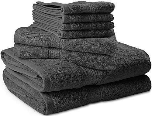 Utopia Towels Premium 8 Piece Towel Set (Grey) - 2 Bath Towels, 2