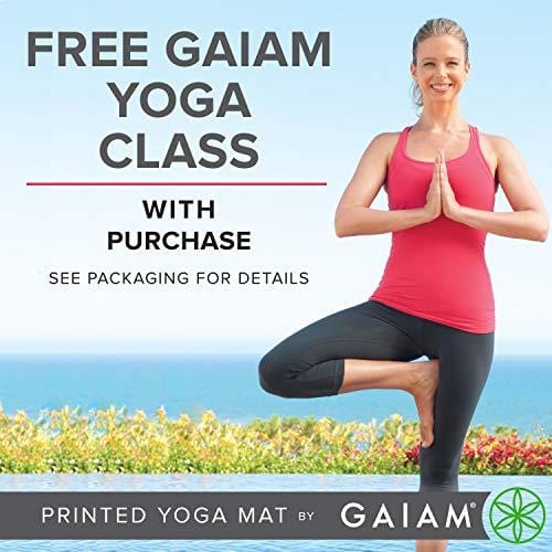 Gaiam Yoga Mat Premium Print Extra Thick Non Slip Exercise & Fitness Mat for All Types of Yoga, Pilates & Floor Workouts, Icy Blossom, 6mm Sports Gaiam 