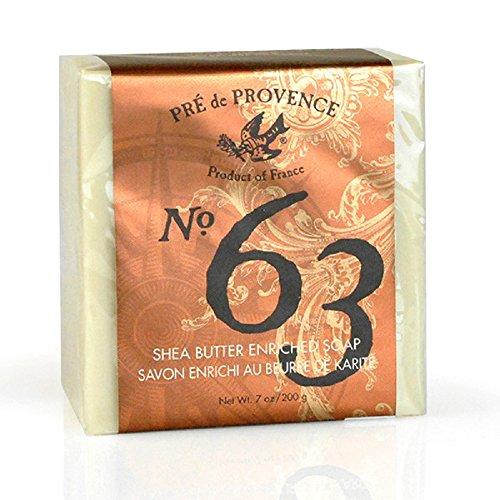 No. 63 Men's 200 Gram Cube Soap, Aromatic, Warm, Spicy Masculine Fragrance, Quad-Milled For Long Lasting Soap & Enriched With Shea Butter Natural Soap Pre de Provence 