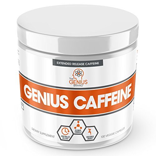 GENIUS CAFFEINE – Extended Release Microencapsulated Caffeine Pills, All Natural Non-Crash Sustained Energy & Focus Supplement –Preworkout & Nootropic Brain Booster For Men & Women,100 veggie capsules Supplement The Genius Brand 