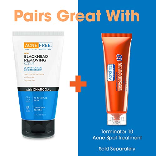 AcneFree Blackhead Removing Exfoliating Face Scrub with 2% Salicylic Acid and Charcoal Jojoba - Daily Wash, Skin Care Face Scrub Acne Treatment For Men Women and Teens With Acne Prone Skin - 5 oz Size Skin Care AcneFree 