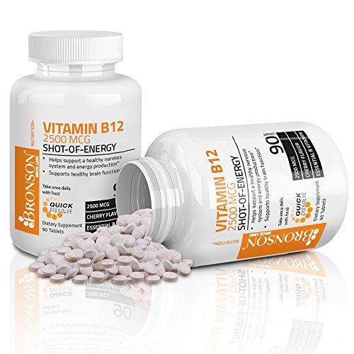 Bronson Vitamin B12 2500mcg, Quick Release Sublingual Vitamin B-12, 90 Tablets Supplement Bronson 