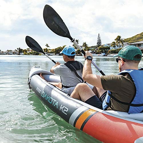 Intex 68310VM Dakota K2 2-Person Heavy-Duty Vinyl Inflatable Kayak with 86-Inch Oars and Air Pump, Gray & Red Outdoors Intex 