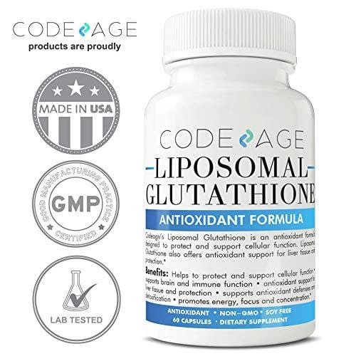 Superior Liposomal Glutathione (Setria®) - Pure Reduced Non-GMO Glutathione 500mg, Master Antioxidant for Optimal Cell Protection, Liver Detox, Cardiovascular Health, Brain Function, Detoxification. Supplement Code Age 