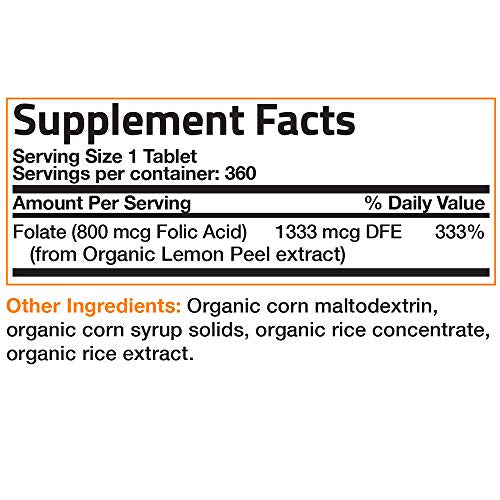 Bronson Organic Folic Acid, USDA Certified & Vegetarian, Ultimate Prenatal Vitamin, 360 Tablets Supplement Bronson 
