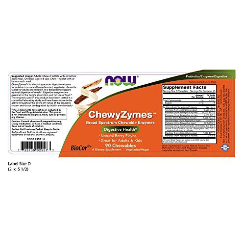 NOW ChewyZymes,90 Chewables Supplement NOW Foods 