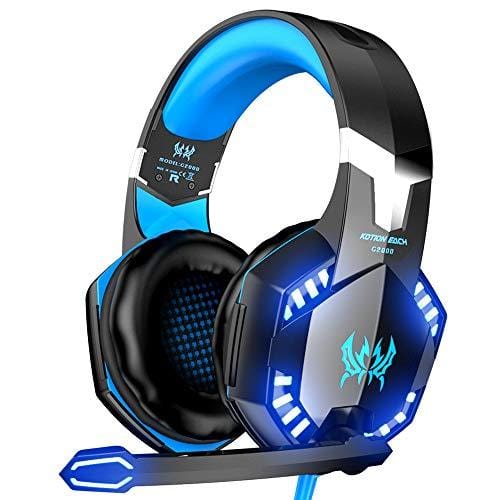 VersionTECH. G2000 Gaming Headset, Surround Stereo Gaming Headphones with Noise Cancelling Mic, LED Light & Soft Memory Earmuffs, Works with Xbox One, PS4, Nintendo Switch, PC Mac Computer Games -Blue Electronics VersionTECH. 