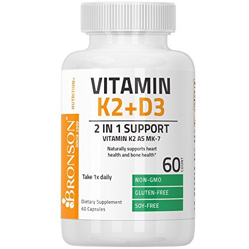 Bronson Vitamin K2 (MK7) with D3 Supplement - Vitamin D & K Complex Premium Non GMO & Gluten Free Formula, 60 Capsules Supplement Bronson 