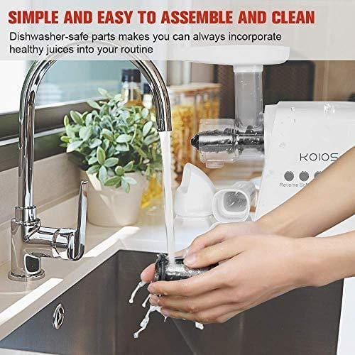 KOIOS Juicer, Masticating Juicer Machine, Slow Juice Extractor with Reverse Function, Cold Press Juicer Machine with Quiet Motor, 2019 Juicer, Easy to Clean with Brush Kitchen KOIOS 
