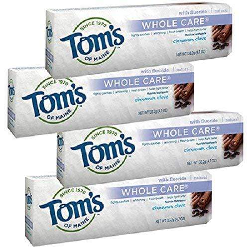 Tom's of Maine Whole Care with Fluoride Natural Toothpaste, Cinnamon-Clove 4.7 oz (Pack of 4) Toothpaste Tom's of Maine 