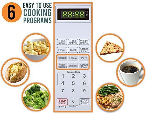 Farberware FMO11AHTPLB 1.1 Cu. Ft. 1000-Watt Microwave Oven with LED Lighting Cubic Feet, White/Platinum Kitchen Farberware 