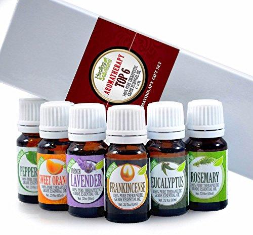 Aromatherapy Top 6-100% Pure Therapeutic Grade Basic Sampler Essential Oil Gift Set- 6/10 ml Kit Healing Solutions 